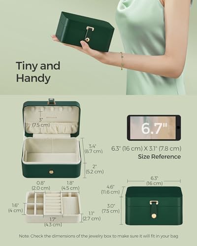 SONGMICS Travel Jewelry Organizer, 2-Layer Portable Jewelry Box Case