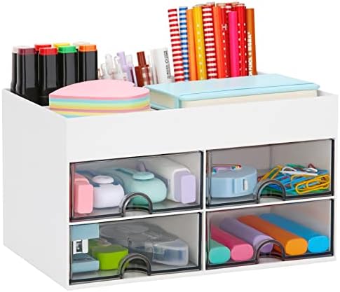 LETURE Desktop Organizer with Drawer, Accessories Stationary Organizer