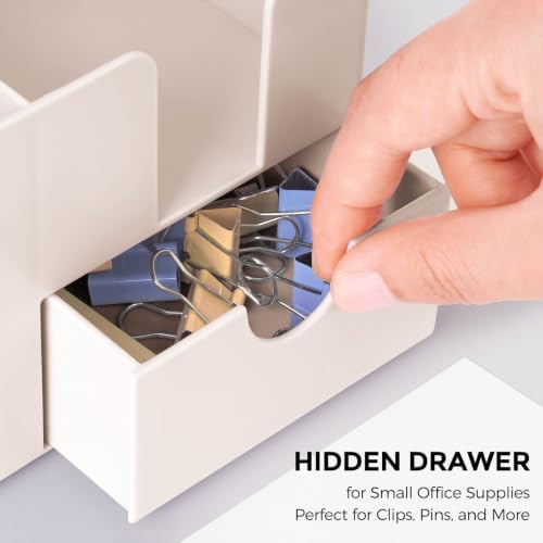 SKYDUE Small Desk Organizer with Sticky Notes Holder,Pen Holder for