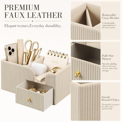 Desk Organizer with Drawer,Pencil Pen Holder for Desk,Sticky Note