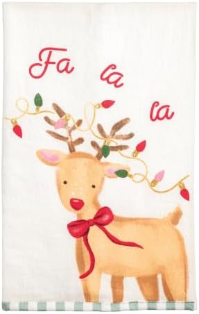 Mud Pie Printed Reindeer Decorative Bar Towel, Decorative Kitchen &