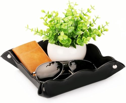 Valet Tray for Men Women - PU Leather Travel Catchall Tray Organizer