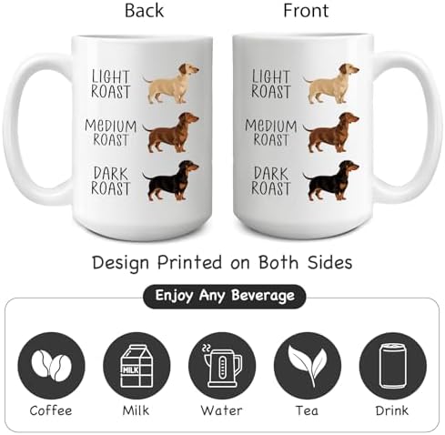 Dachshund Coffee Mug Gift for dachshund Lovers 15oz, Light Roast