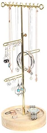 J JACKCUBE DESIGN Jewelry Tree Organizer Stand Adjustable Gold Metal