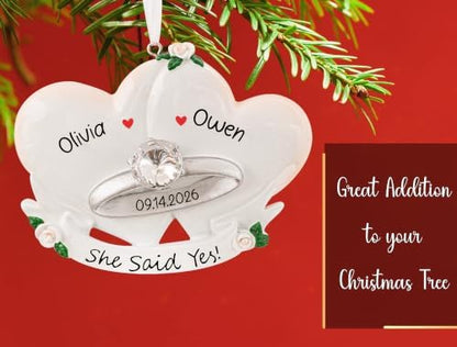 Personalized Our First Christmas Engaged Ornament 2026 | Customized
