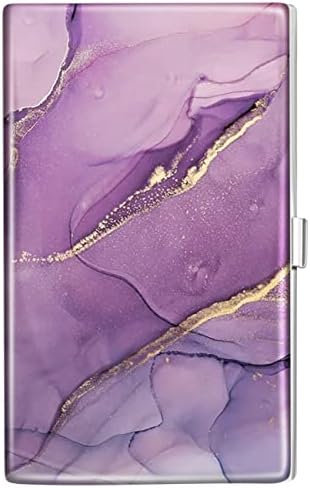 Swooflia Business Card Holder Case Wallet for Women Metal Purple