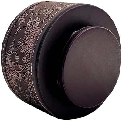 PU Leather Round TV Remote Control Holder for Table,360° Swivel Office