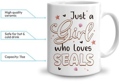 Hyturtle Personalized Cute Seal Mug - Custom Coffee Cup - Gift For