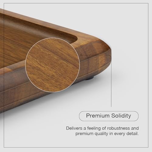 HOSHANHO Acacia Wood Serving Tray 14x10 Charcuterie Board & Non-Slip