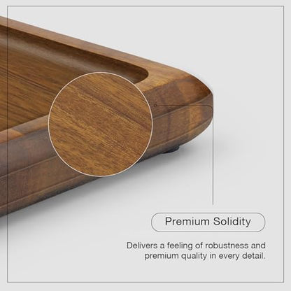 HOSHANHO Acacia Wood Serving Tray 14x10 Charcuterie Board & Non-Slip