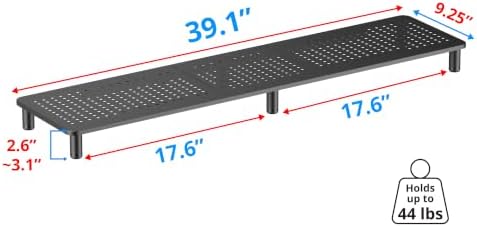 Husky Mounts Large Dual Monitor Stand Riser, Adjustable Legs, 39" x