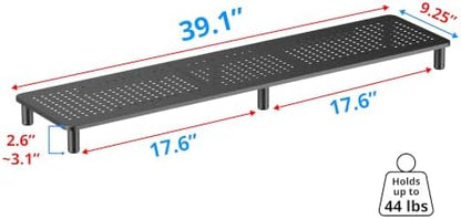Husky Mounts Large Dual Monitor Stand Riser, Adjustable Legs, 39" x