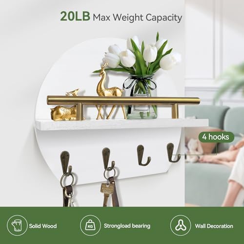 Key Holder Wall Mount Mail Organizer,4 Hook Semicircle Key Rack