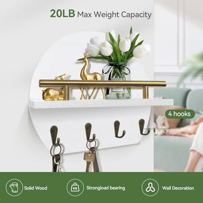 Key Holder Wall Mount Mail Organizer,4 Hook Semicircle Key Rack