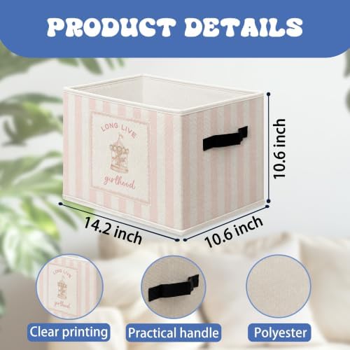 Trendy Pink Nursery Decor Storage Box Organizer Bins for Girls