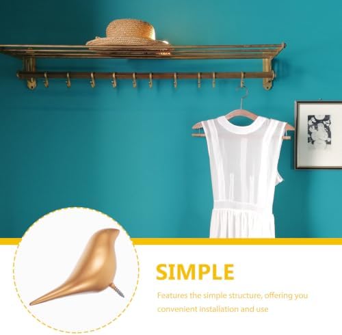 2pcs Golden Resin Bird Design Wall Hook for Towels Umbrellas and Coats