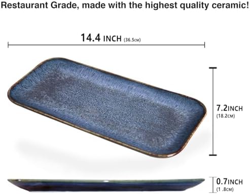 Porcelain Plate Set Large Serving Tray Set of 4, Reusable Serving