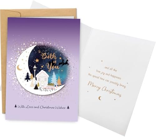 Both of You Merry Christmas Card, Moon Christmas Card for Couple