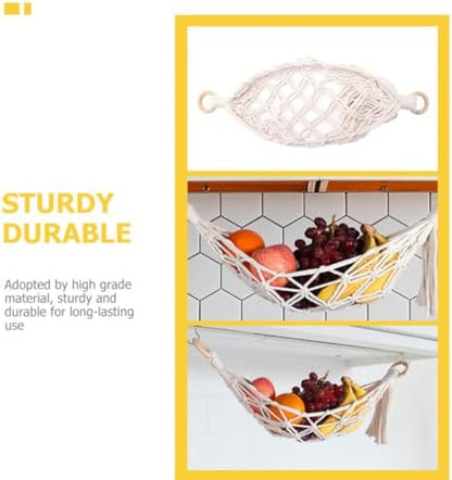 Hanging Fruit Basket Woven Cotton Net Hammock under Cabinet Storage