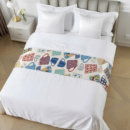Ceramic Mugs Bed Runners for Cal King Size Bed, Decorative Bed Runner