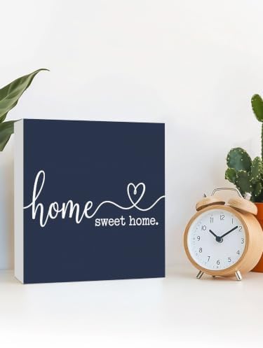 Wood Box Sign Home Sweet Home Square Boxes Sgin Desk Decor Decorative
