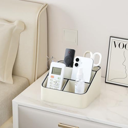 Remote Control Holder, Nightstand Organizer, Desk Caddy (Cream)