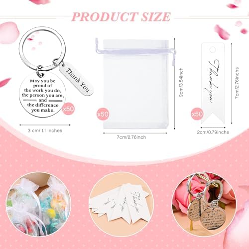 Yinkin 150 Pcs Employee Appreciation Gifts Bulk Thank You Keychains