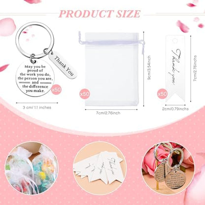 Yinkin 150 Pcs Employee Appreciation Gifts Bulk Thank You Keychains