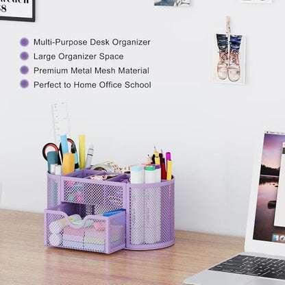 EasyPAG Mesh Pen Holder Desk Organizer with Drawer Stationery Supplies