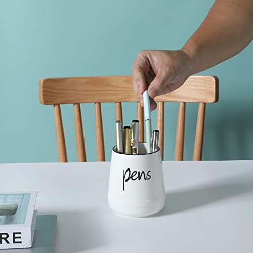 LEETOYI Ceramic Farmhouse Pen Holder for Desk, Pencil Organizer 16oz