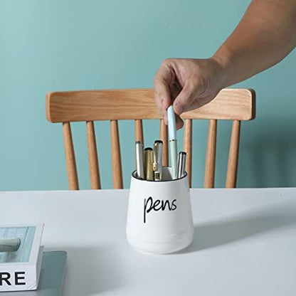 LEETOYI Ceramic Farmhouse Pen Holder for Desk, Pencil Organizer 16oz