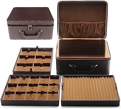 Jewelry Trays stacks Carriable with Handle Zipper Large Box Organizer