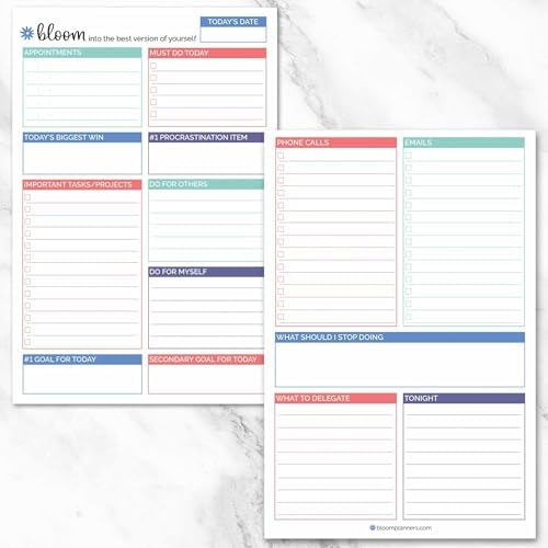 bloom daily planners Double Sided Daily To Do List Planning Pad - 80