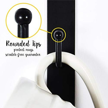 Coffee Mug Wall Rack - Metal Mug Racks for Wall - Unique S Curve