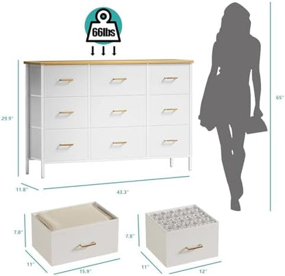 VASICAR Wide TV Stand Modern TV Console, 9 Drawers Dresser for Bedroom