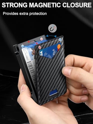 Wallet for Men RFID Wallet with 2 ID Windows & Money Clip, Slim Card