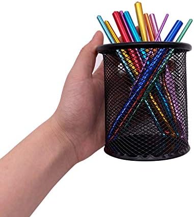 HSYMQ Black Pen Holder Cup for Desk, Pencil Cup Holder, Black Wire