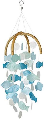 Woodstock Chimes Asli Arts Collection, Fish Capiz Chime, 20'' Round