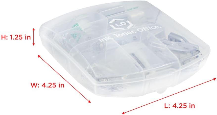 LD Clear Mini Office Supply Kit, Portable Case (Stapler, Scissors & More)