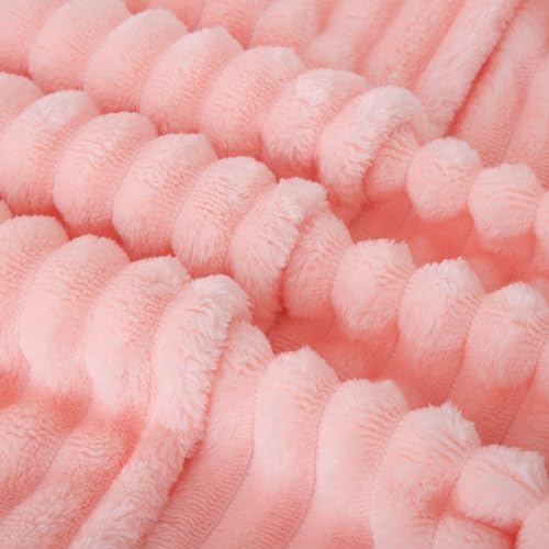 Light Pink Fleece Throw Blanket 50”×60” for Couch Sofa Livingroom