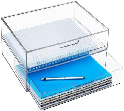 STORi STAX Plastic Stackable Organizer Drawers (Set of 2) Clear