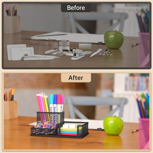 SUPEASY Pen Holder Desk Organizer, Office Supplies Pencil Holder with