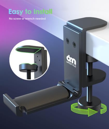 6amLifestyle Foldable All Aluminum Headphone Hook Holder for Desk