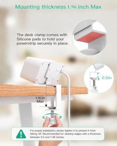 Mifaso PD30W Desk Clamp Power Strip, Surge Protector, Fast Charging