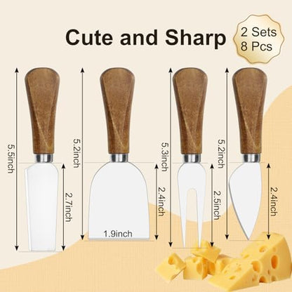 8 Pcs Cheese Knife Set, Cute Cheese Knives for Charcuterie Board