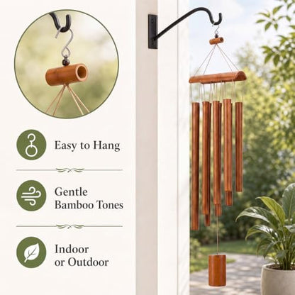 Leinuosen 41 Inch Bamboo Wind Chimes for Outside, Deep Tone