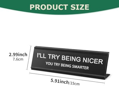 Funny Desk Signs for Office Women Men,Sarcastic Snarky Gift Prank