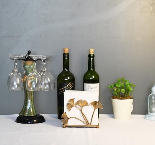 OwlGift Modern Ginkgo Leaves Design Napkin Holder for Tables, Metal