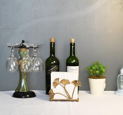 OwlGift Modern Ginkgo Leaves Design Napkin Holder for Tables, Metal