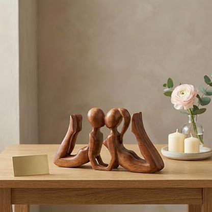 G6 Collection Wooden Handmade Abstract Statue First Kiss Sculpture